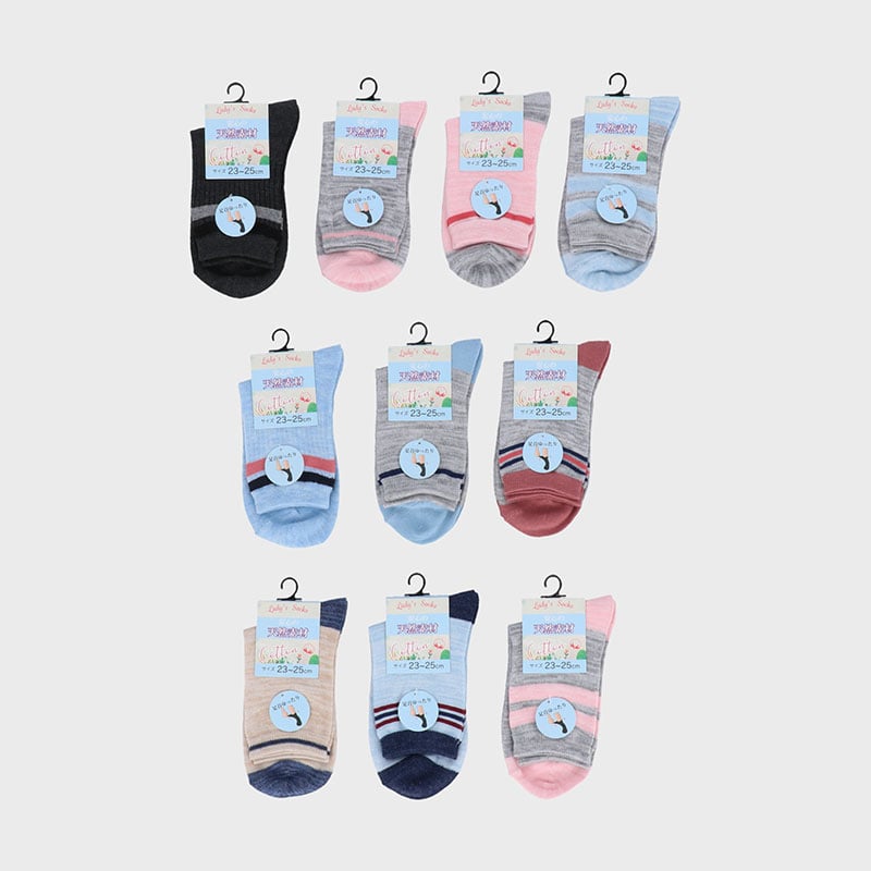 婦人綿混クルーソックス「F」