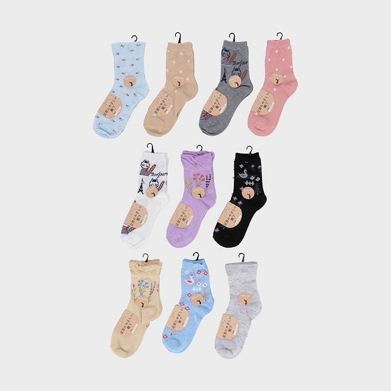 婦人綿混クルーソックス2足組「D」