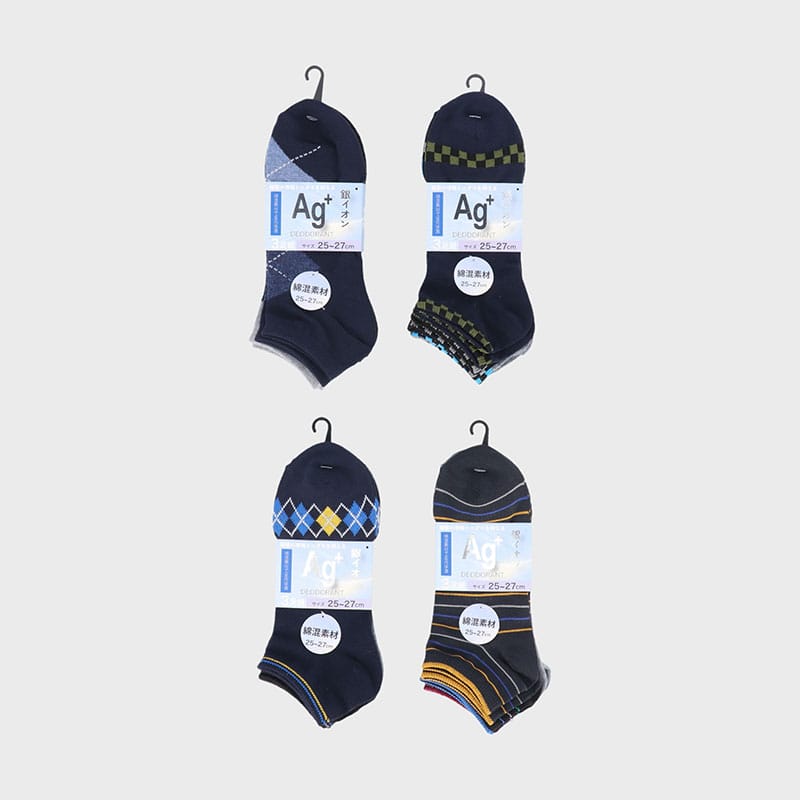 紳士綿混スニーカーソックス3足組「A」