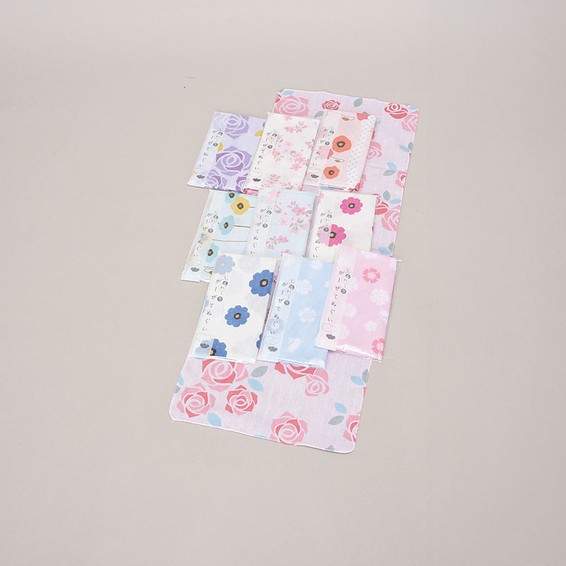 色地花柄ガーゼ手拭い(1P袋)