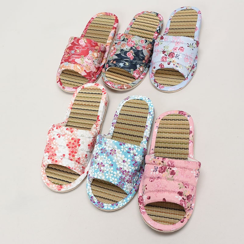 婦人外縫和柄畳キルトスリッパ