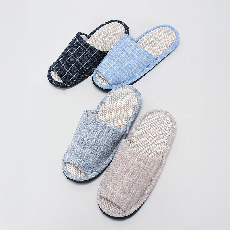 紳士外縫ツイード格子スリッパ