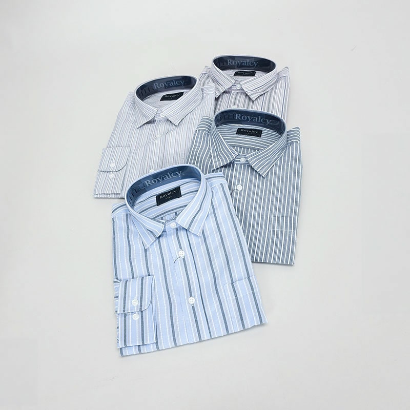 紳士大寸長袖サッカーシャツ(ストライプ)