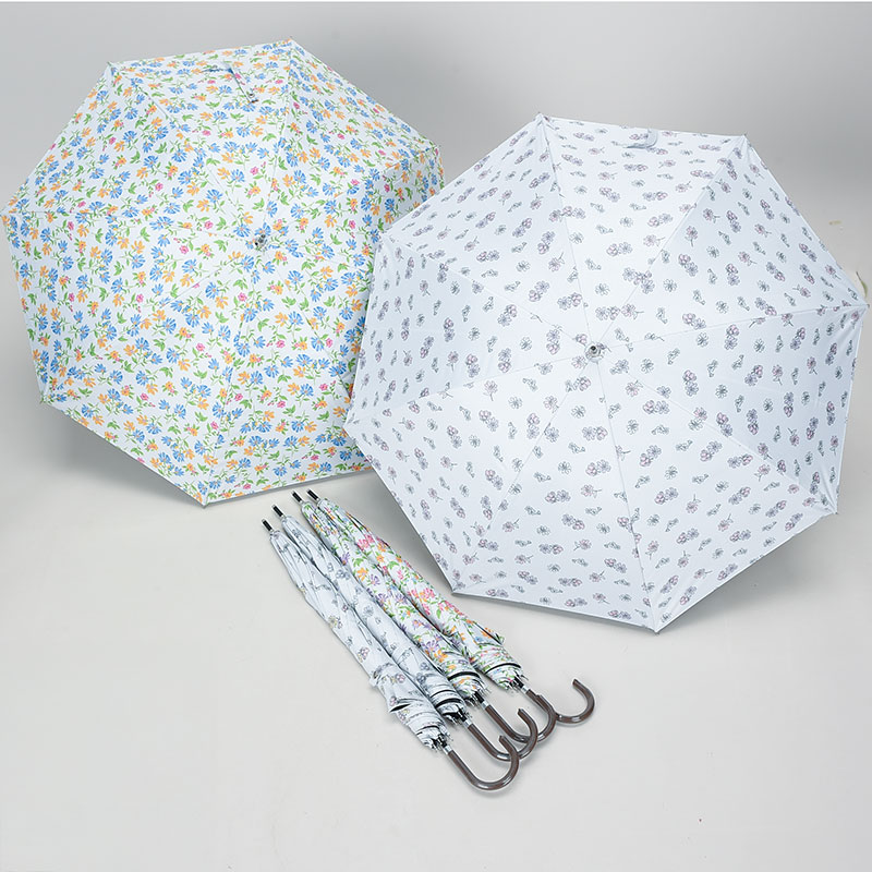 晴雨兼用グラス骨裏ブラック50cm傘(花柄)