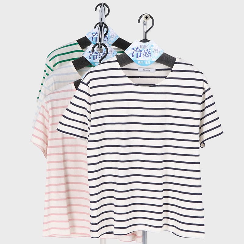 婦人半袖ワイドボーダーTシャツ