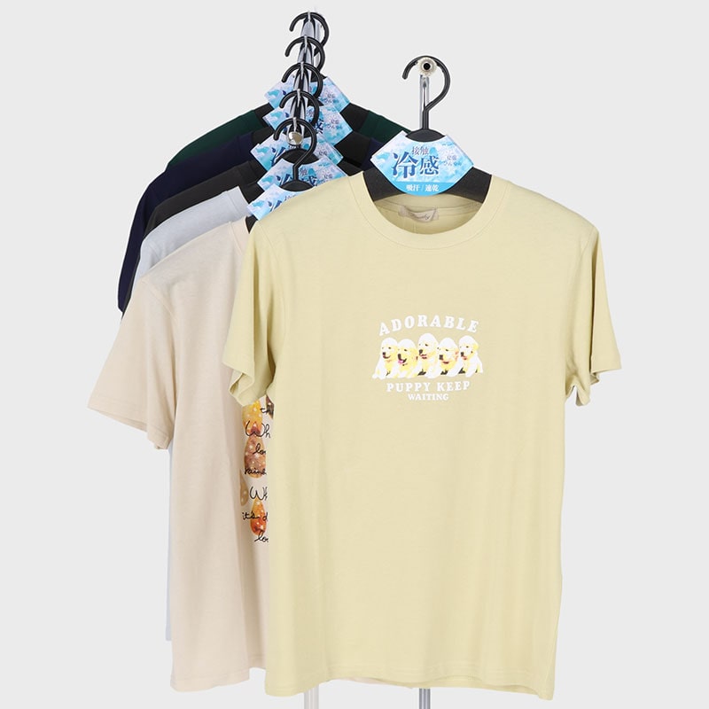 婦人大寸半袖接触冷感カジュアル調Tシャツ6柄