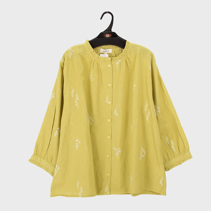 婦人『isoLaine』7分袖総刺しゅうブラウス