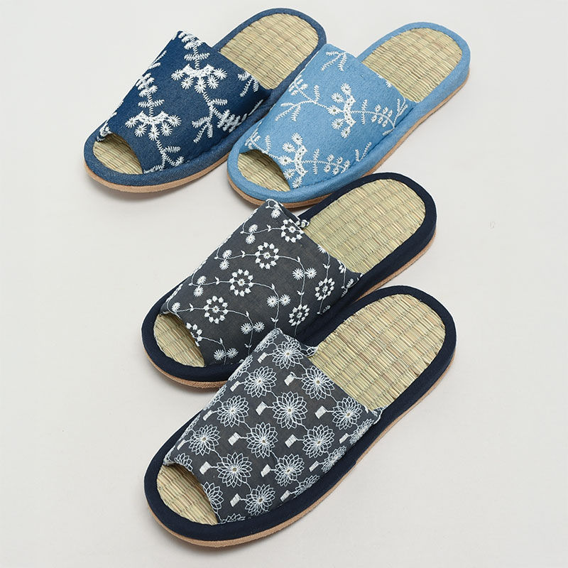 婦人和風刺繍畳外縫スリッパ