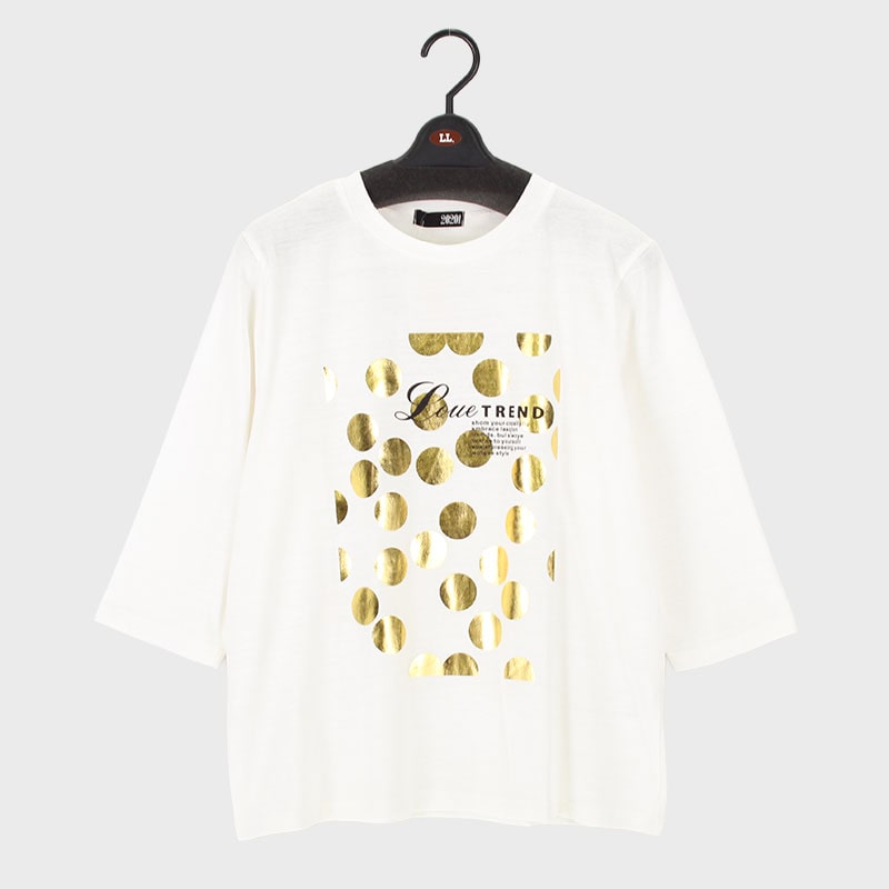 婦人LLサイズ7分袖プリントカットソー