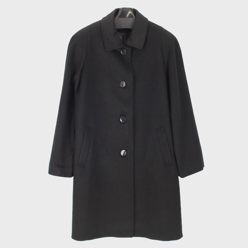 婦人黒ウール混コート