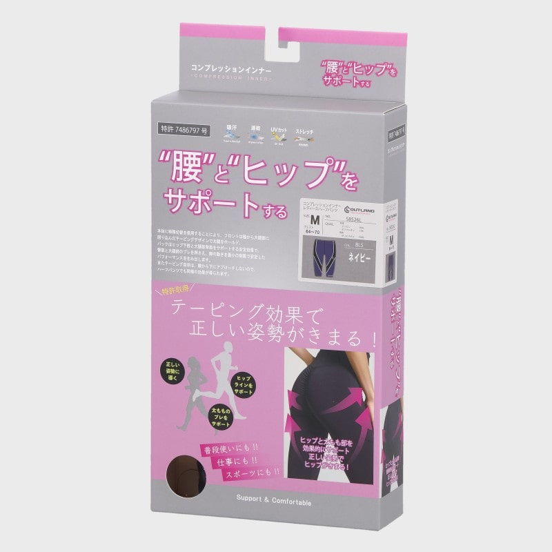 婦人「腰」と「ヒップ」をサポートするコンプレッションインナーレディースハーフパンツ(58526L)