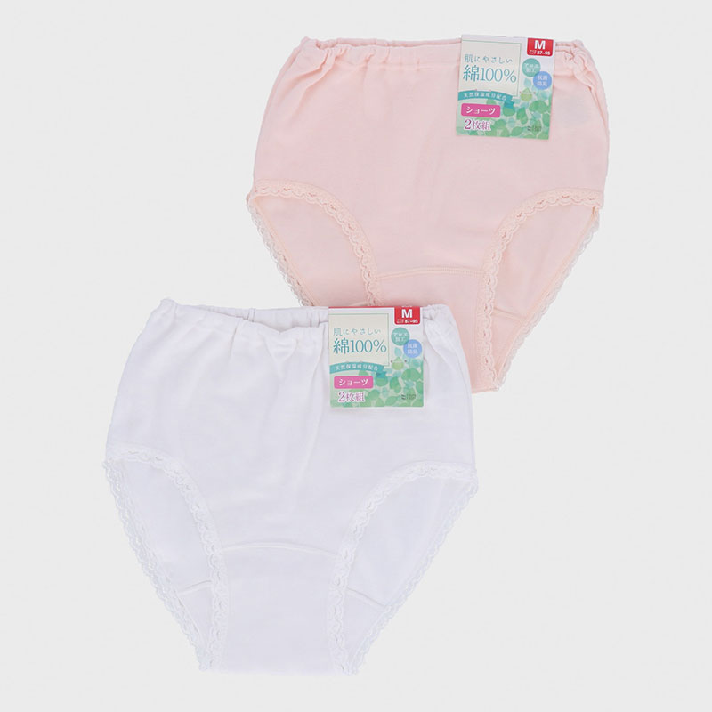 綿100%2枚組天引きショーツ