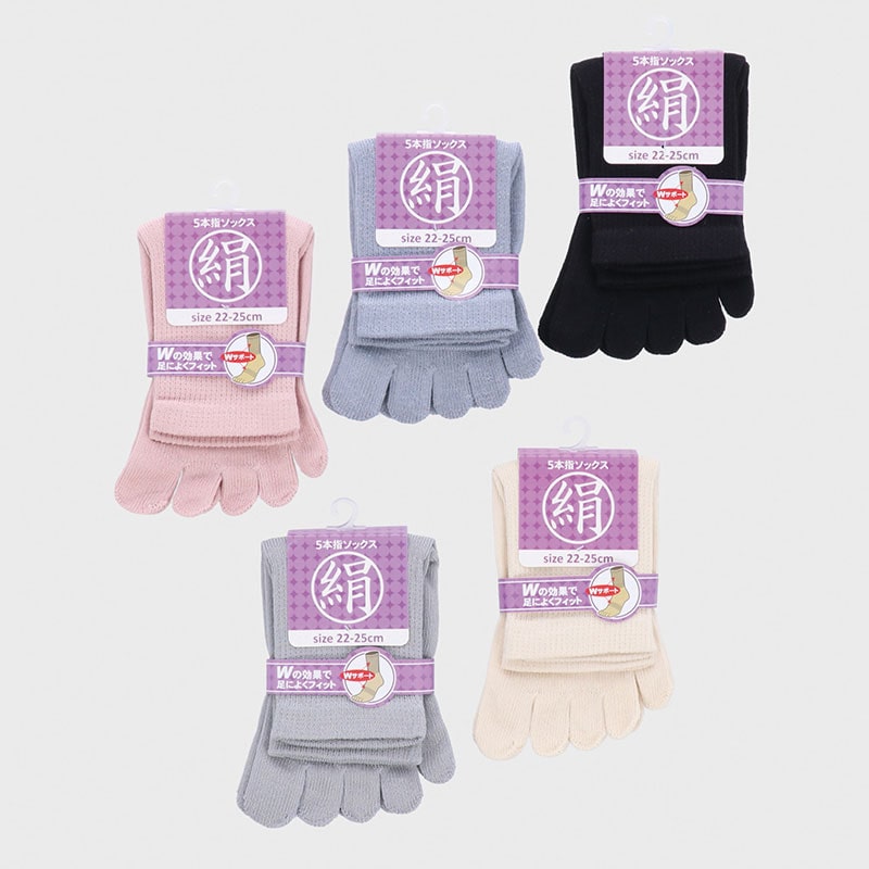 婦人絹混5本指ソックス