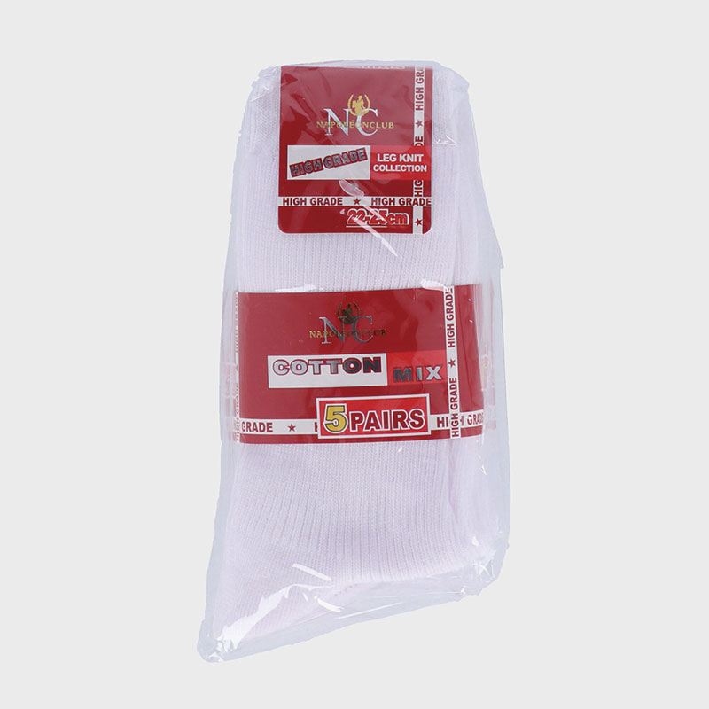 婦人綿混白リブソックス5足組
