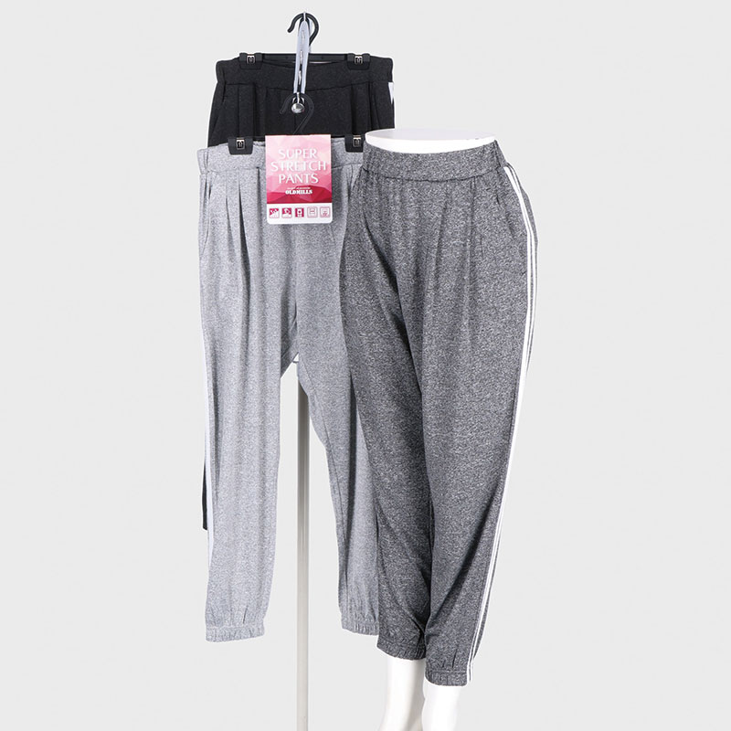 婦人カチオン杢ライン入ジョガーパンツ