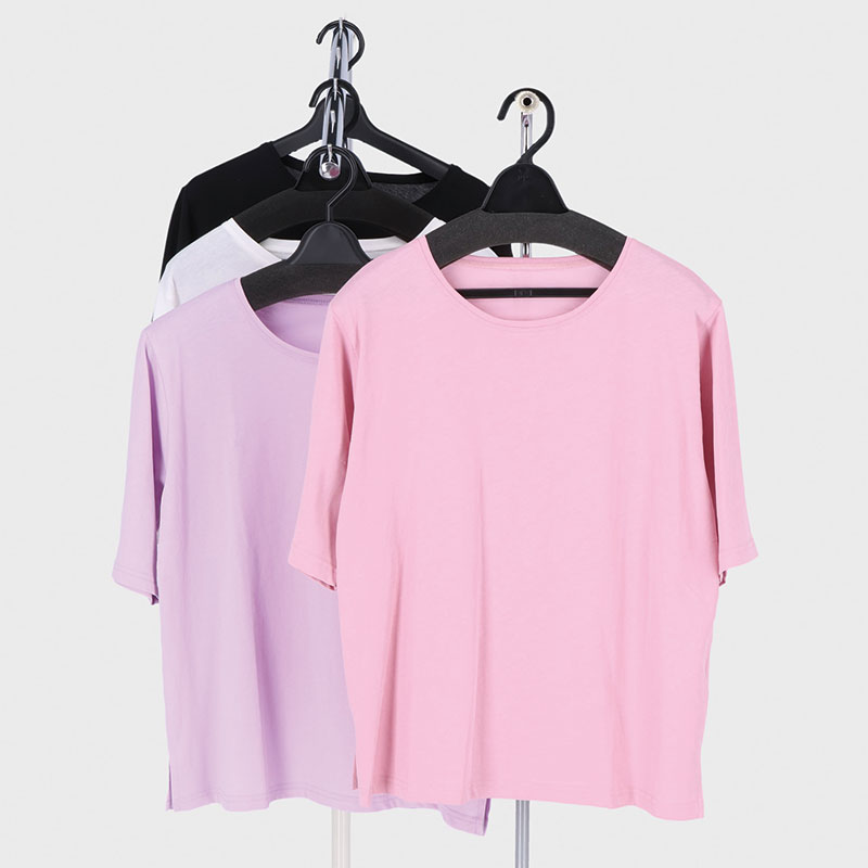 婦人5分袖60双シルケット無地Tシャツ