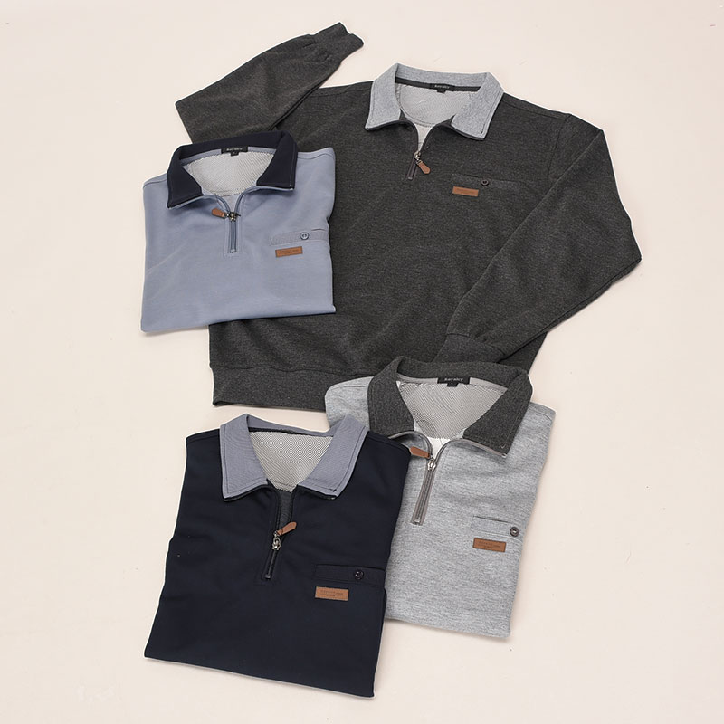 紳士ダンボール無地ハーフジップトレーナー