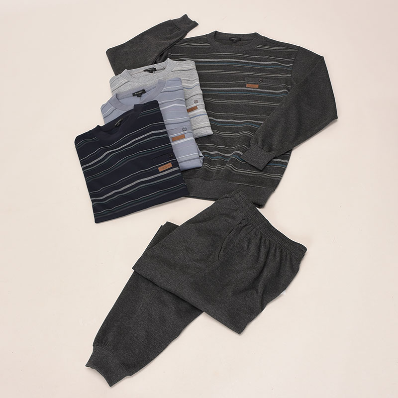 紳士ダンボール前身プリント丸首スーツ