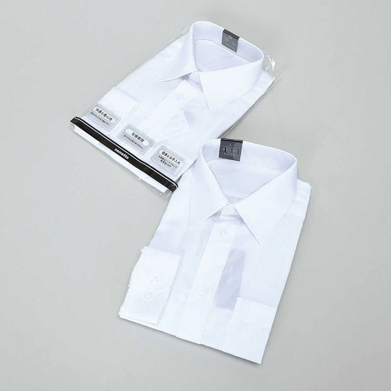 紳士長袖白無地ドレスシャツ