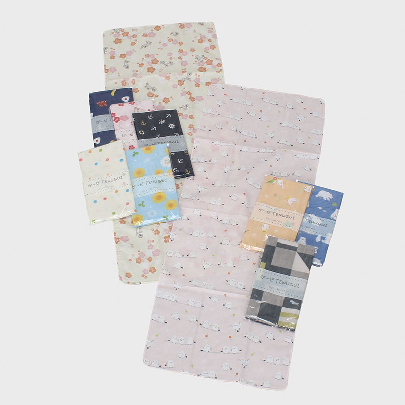 色地ファンシー柄ガーゼ手拭(1P袋)