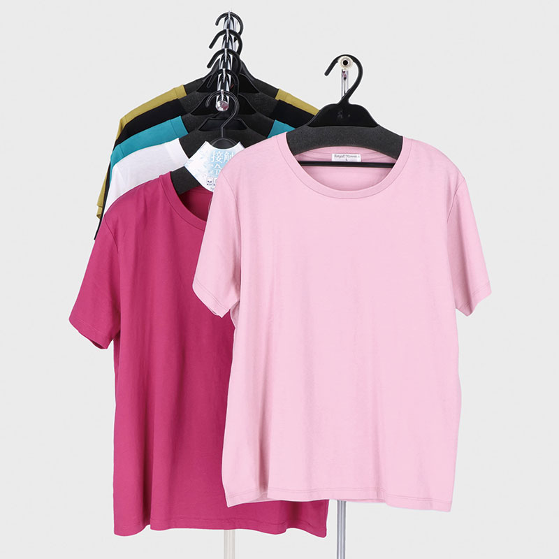 婦人大寸接触冷感綿100半袖無地Tシャツ