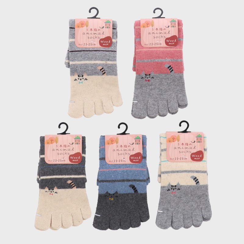 婦人『5本指のanimal socks』毛混5本指ソックス