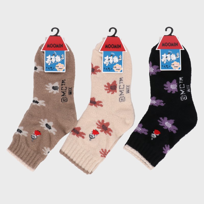 婦人『MOOMIN』内シルク2重編みホームソックス