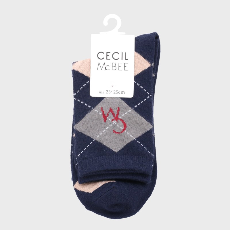 婦人『CECIL McBEE』アーガイルクルー丈ソックス
