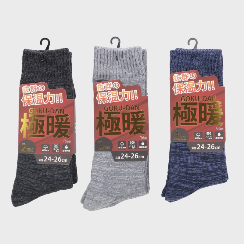 紳士『抜群の保温力』極暖パイルソックス2足組