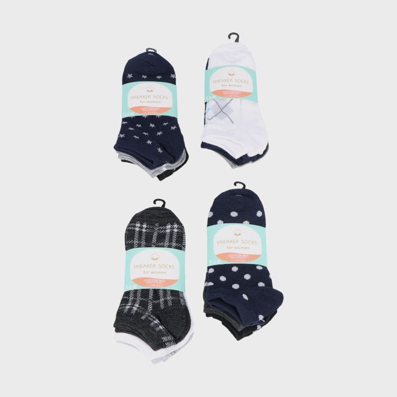 婦人綿混スニーカーソックス3足組「A」