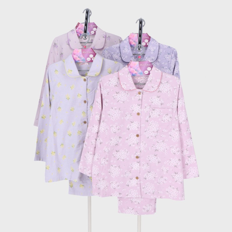 婦人綿100%ネルパジャマ