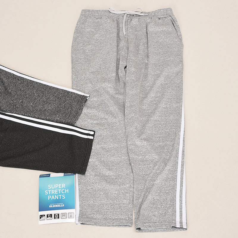 紳士カチオン杢2本ラインストレートパンツ