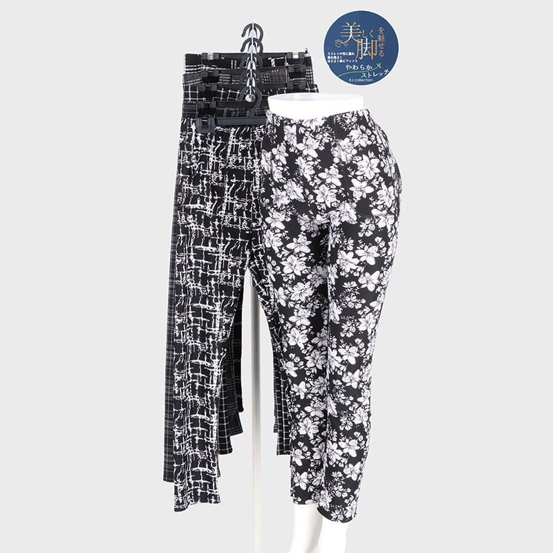 婦人美脚プリント両ポケプルオンパンツ64