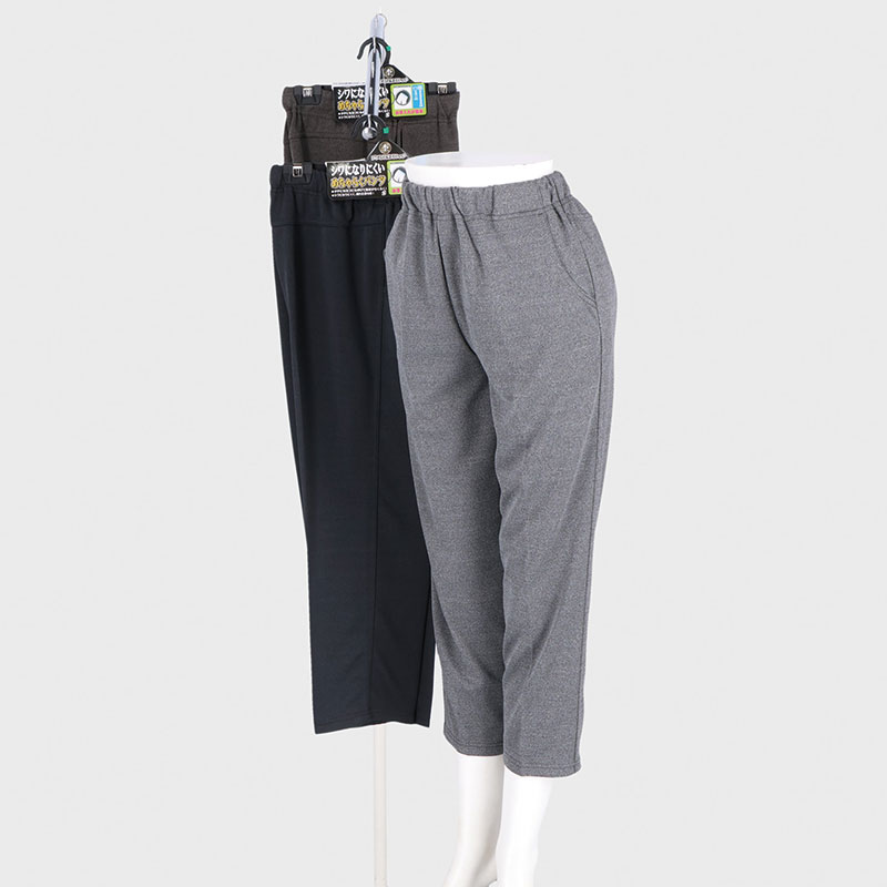 婦人しわになりにくい杢ストレッチめちゃらくパンツ