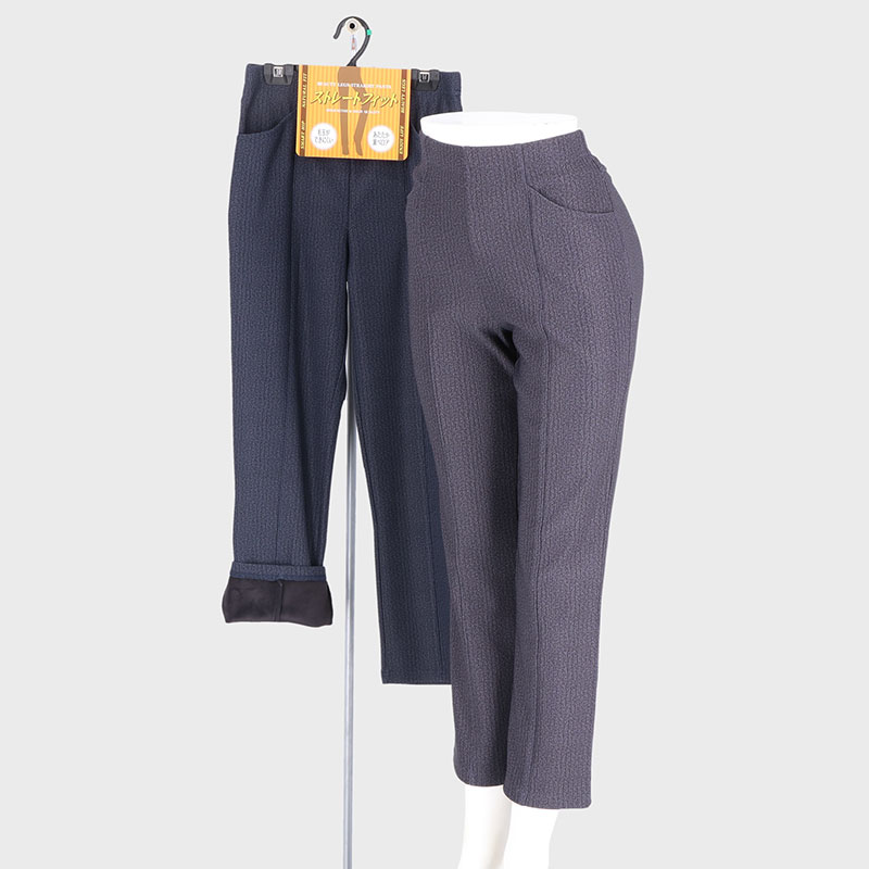 婦人毛玉ができにくい裏ベロアストレートフィットパンツ65