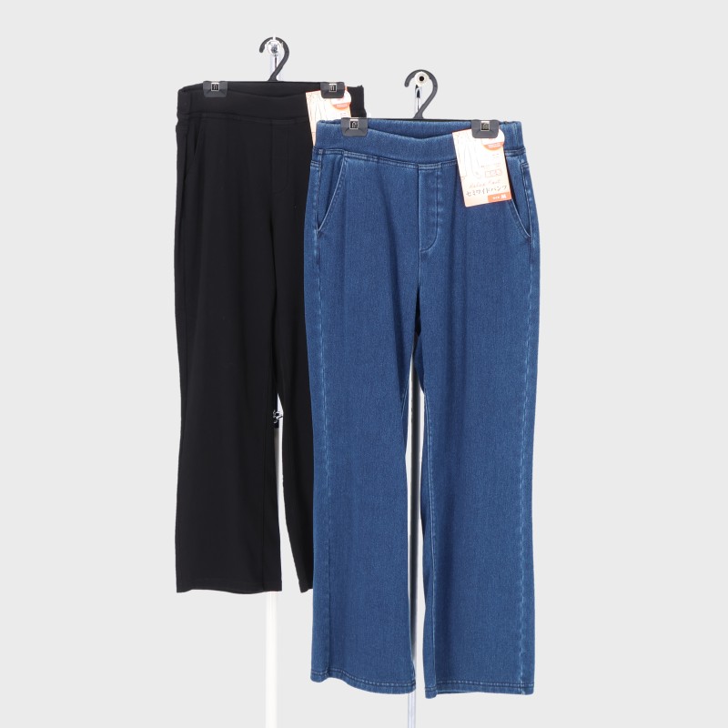 婦人裏起毛デニムニットワイドパンツ