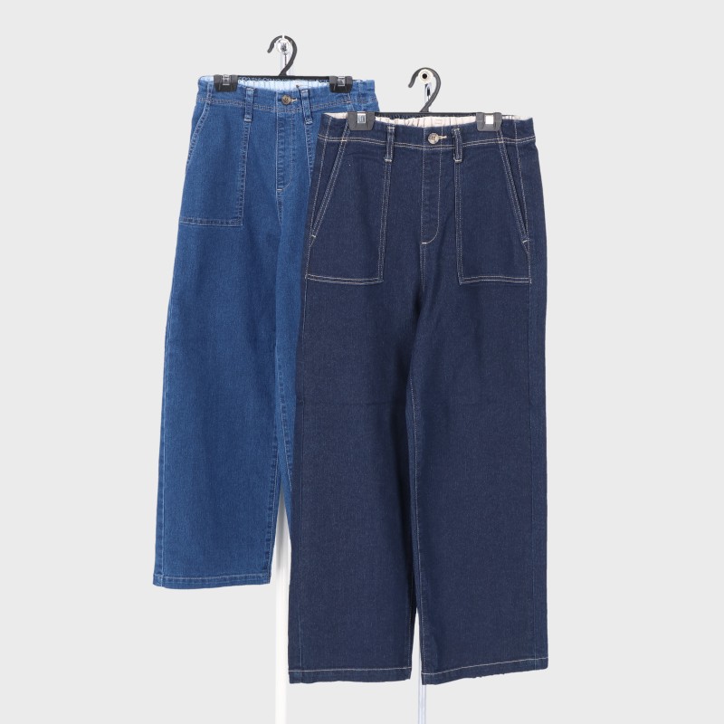 婦人らくばきデニムベーカーワイドパンツ