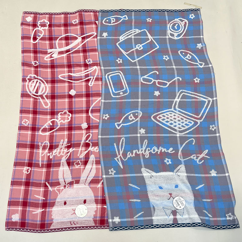 動物柄ガーゼ&無撚糸バスタオル