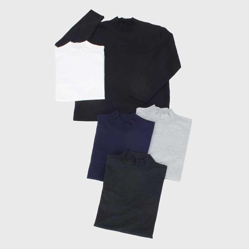 紳士長袖無地ハイネックTシャツ