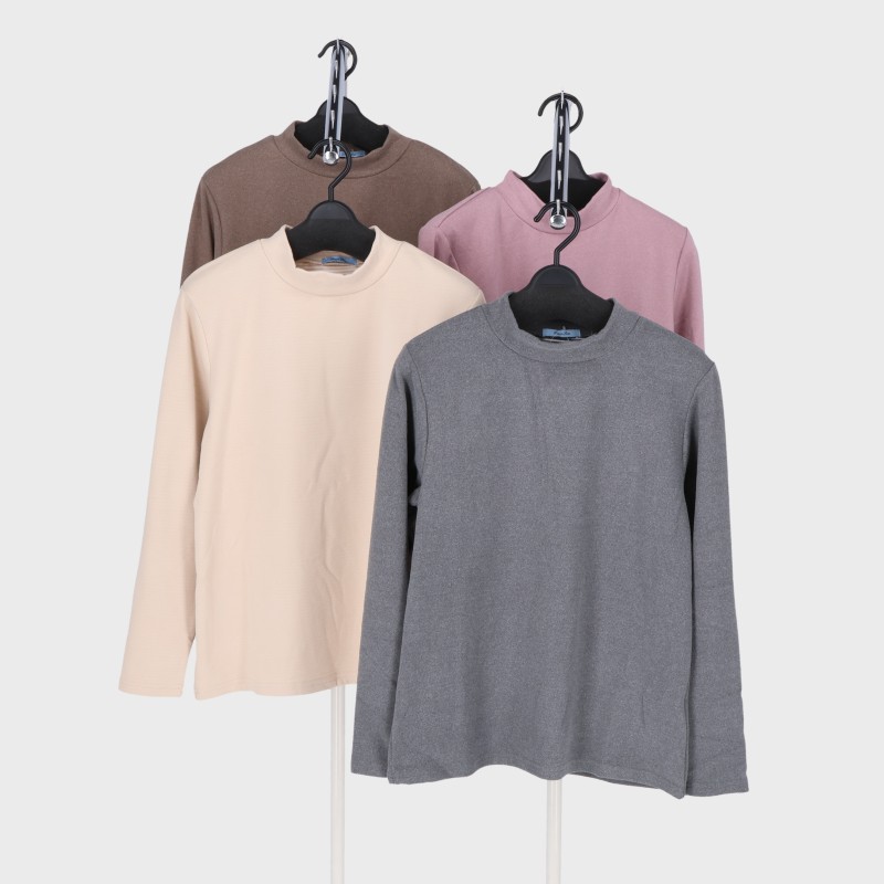 婦人ストレッチボンディング微起毛無地ハイネック