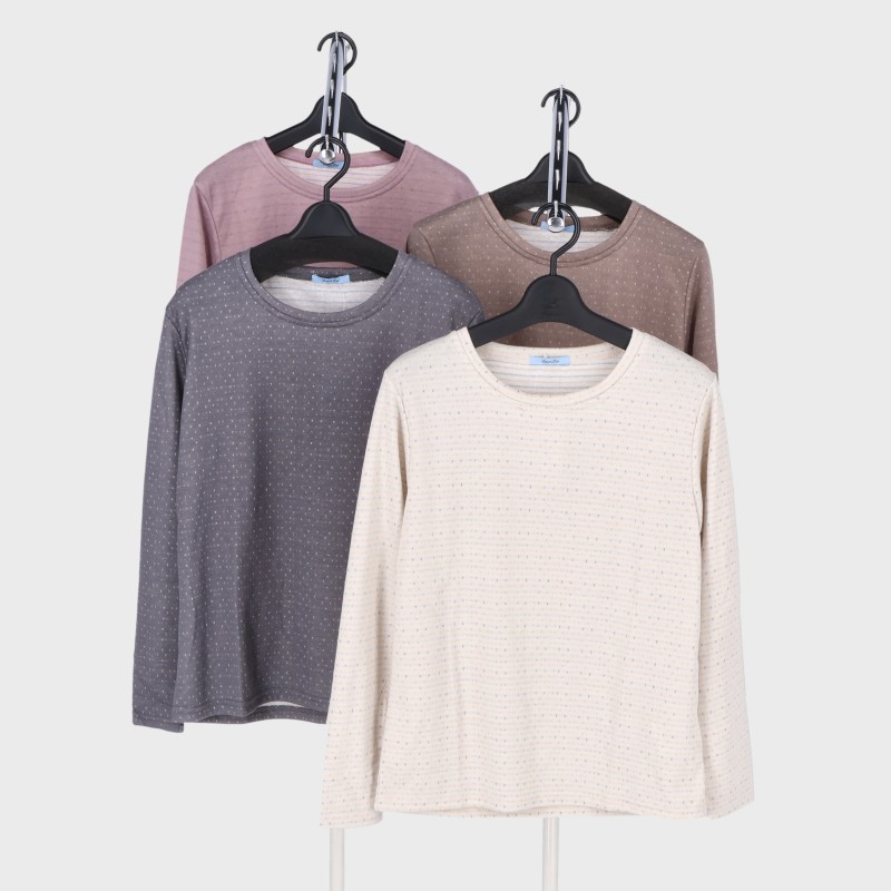 婦人TC接結ジャガードクルーネックTシャツ