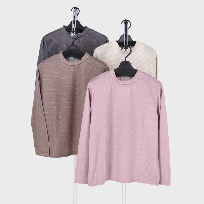 婦人TC接結ジャガードハイネックTシャツ