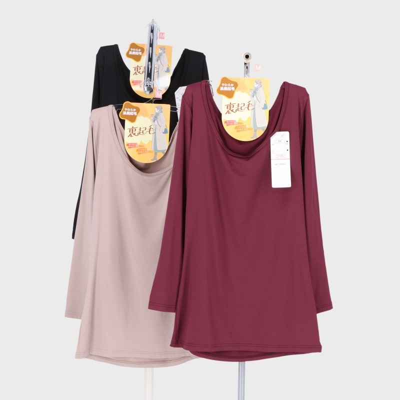 婦人やわらか裏起毛ラウンドネック8分袖