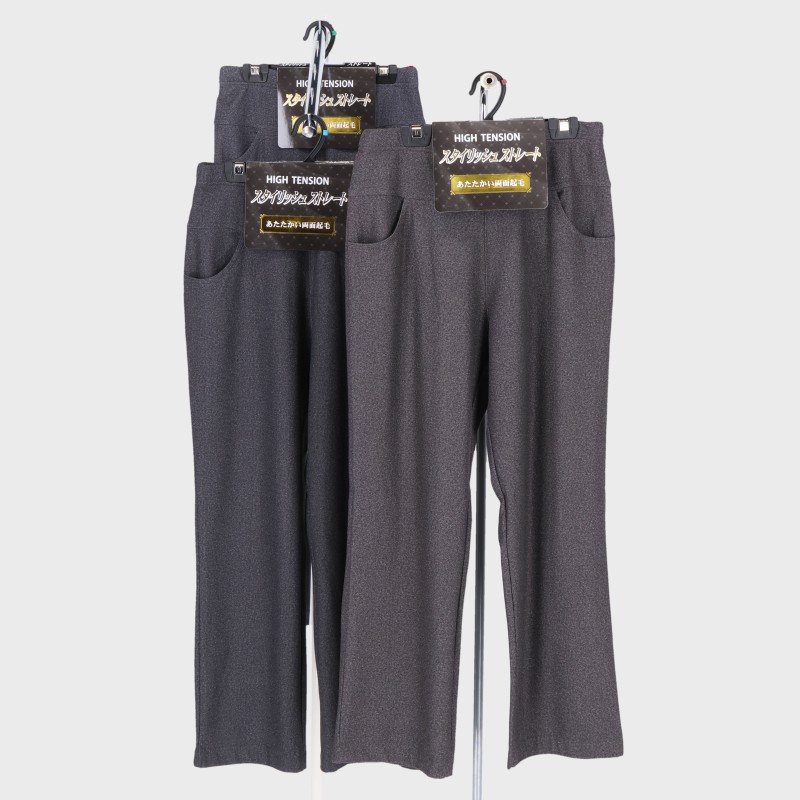 婦人杢ハイテンション両面起毛ツイード柄ストレートパンツ