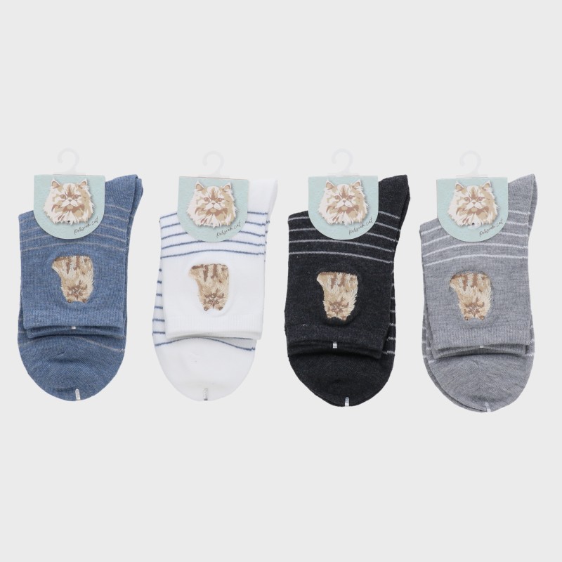 婦人『ペルシャ猫』ワンポイントロークルー丈ソックス