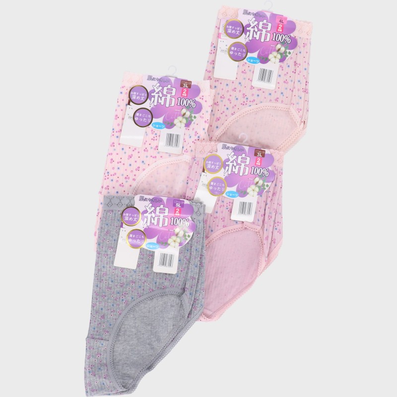 2P綿100%針抜きプリントショーツ 「大寸」