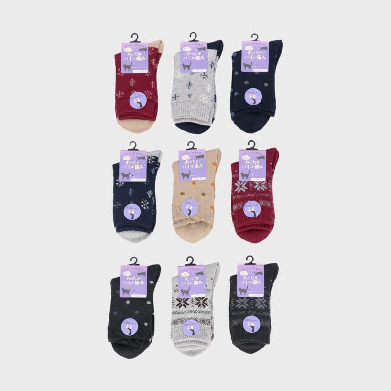 婦人綿混パイルクルーソックス「D」