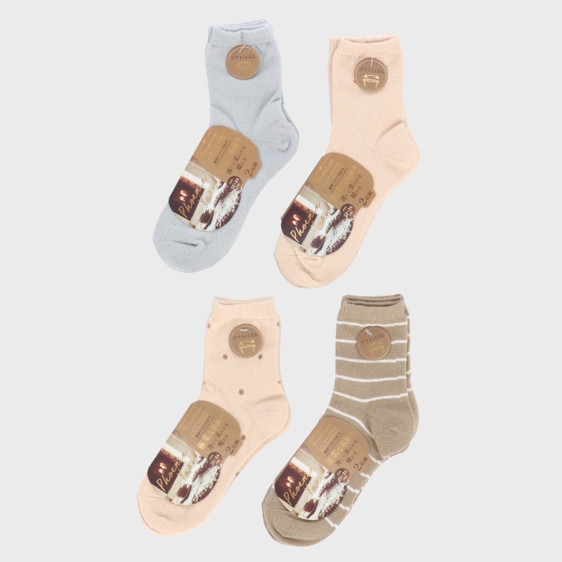 婦人極柔クルー丈中間色2足組