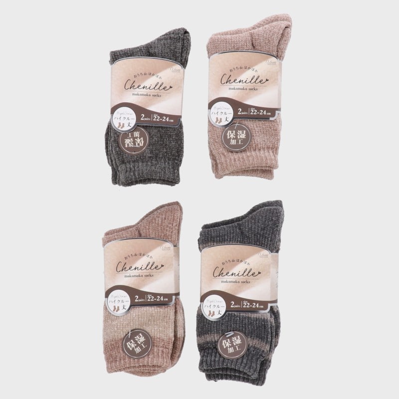 婦人ハイクルー丈シャニール2足組