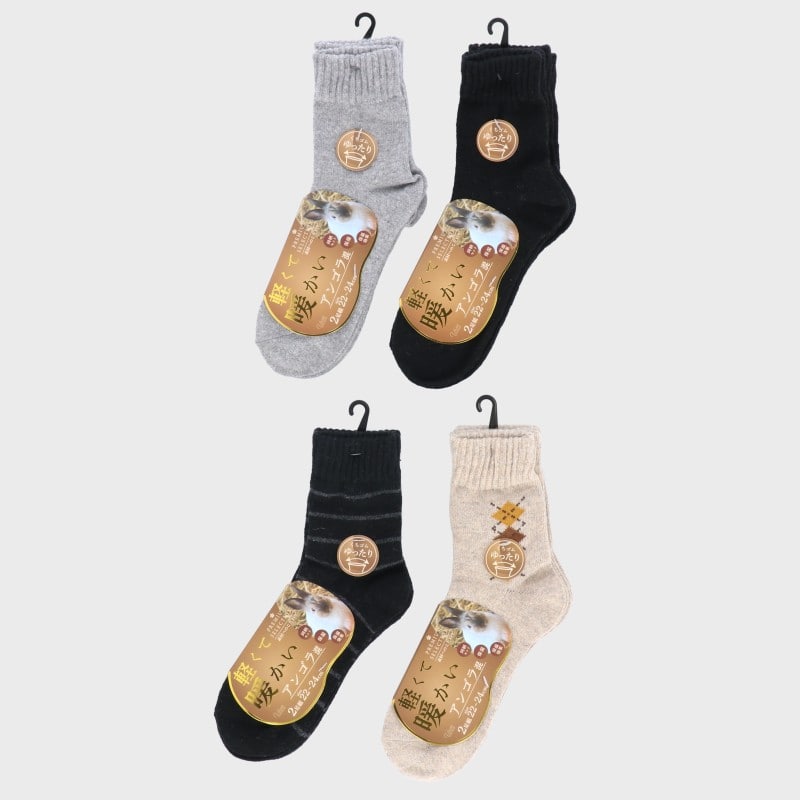 婦人クルー丈アンゴラ混2足組